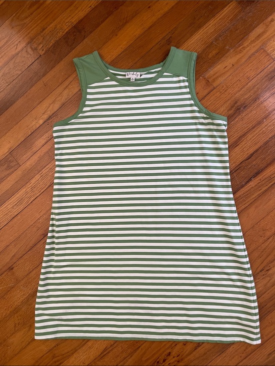 Wonderly Dresses & Skirts - Wonderly Womens Green Stripe Sleeveless Dress